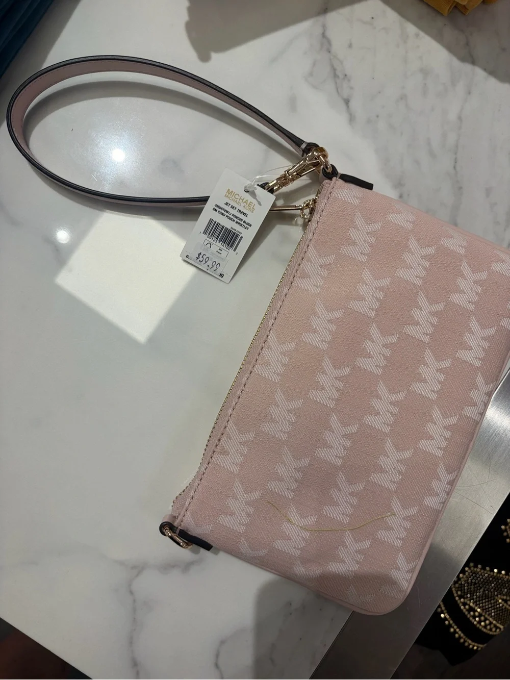 Michael Kors Signature Wristlet Clutch signature logo pink / brown/green